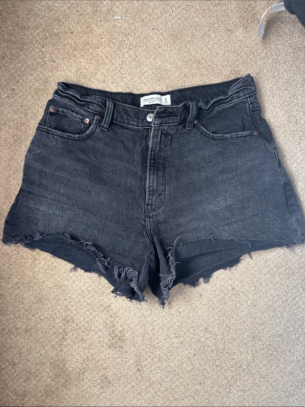 High-Rise Black Denim Cutoff Shorts